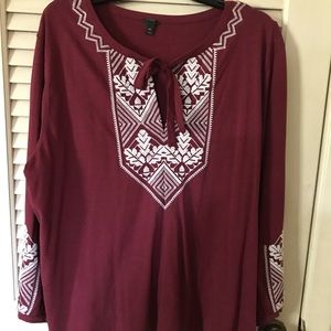 🌹 Beautiful Burgundy Boho Top by J. Crew 🌹